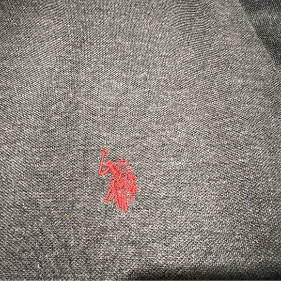 Used U.S. Polo Assn. Classic-Fit Polo Shirt 2XL Charcoal Gray Red Logo - Picture 7 of 12
